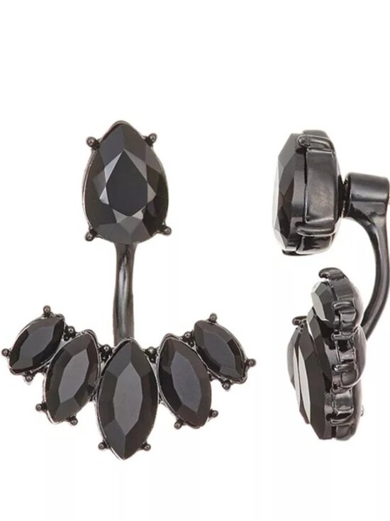 Vera Wang Jewelry - VERA WANG Gothic Black Metal/Jet Black Crystal Ear Floater Earrings**NEW!